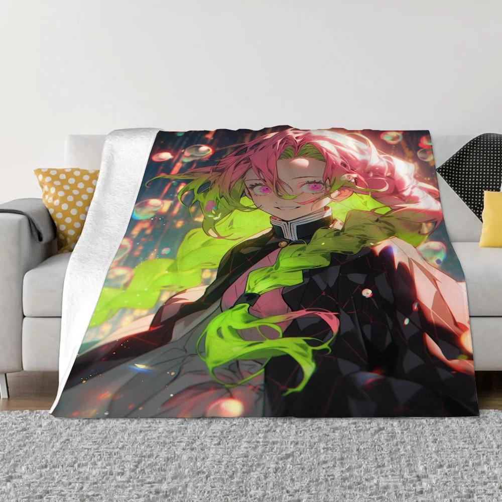 Demon Slayer-Kanroji Mitsuri Роскошный плед для дивана Зимний интерьер для дома Кровать Одеяла и пледы Постельное белье из микрофибры Колено и
