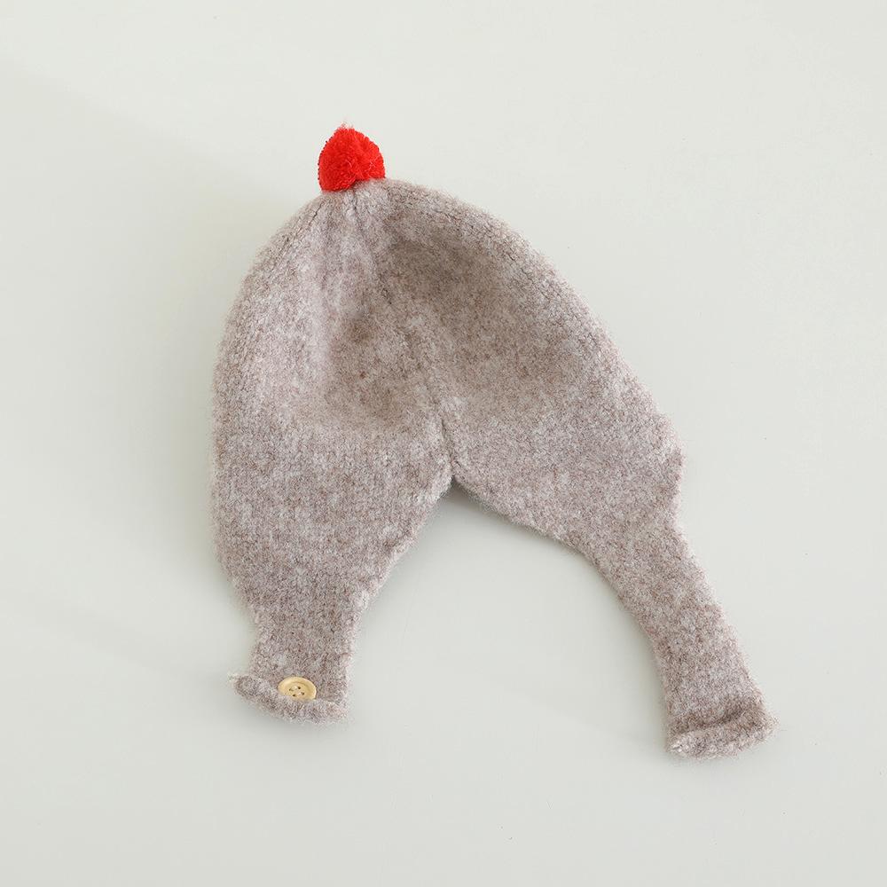 Однотонная шапка с помпоном для малышей, осенне-зимняя вязаная шапка-бини с ушками, ветрозащитная, теплая, для малышей мальчиков и девочек, шапка для защиты ушей