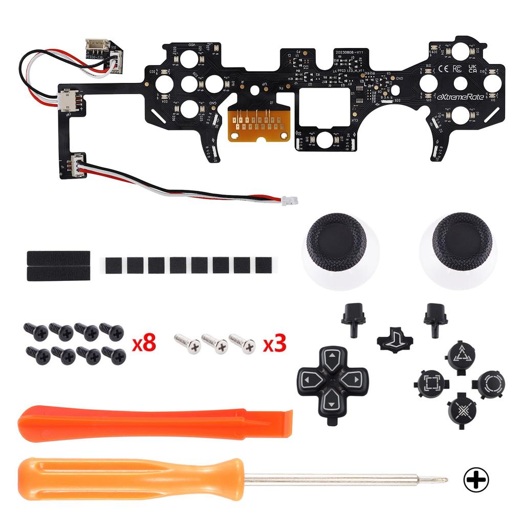 This is not a but an eXtremeRate DTF V3 LED Kit for the PS5 controllers and featuring multicolored illumination for the share and home face