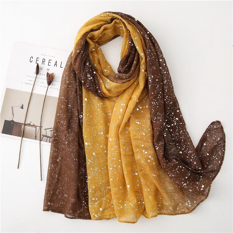 Fashion Ombre Glitter Shiny Dot Viscose Shawl Scarf Lady High Quality Wrap Gradient Pashmina Stole Bufanda Muslim Hijab 180*90Cm