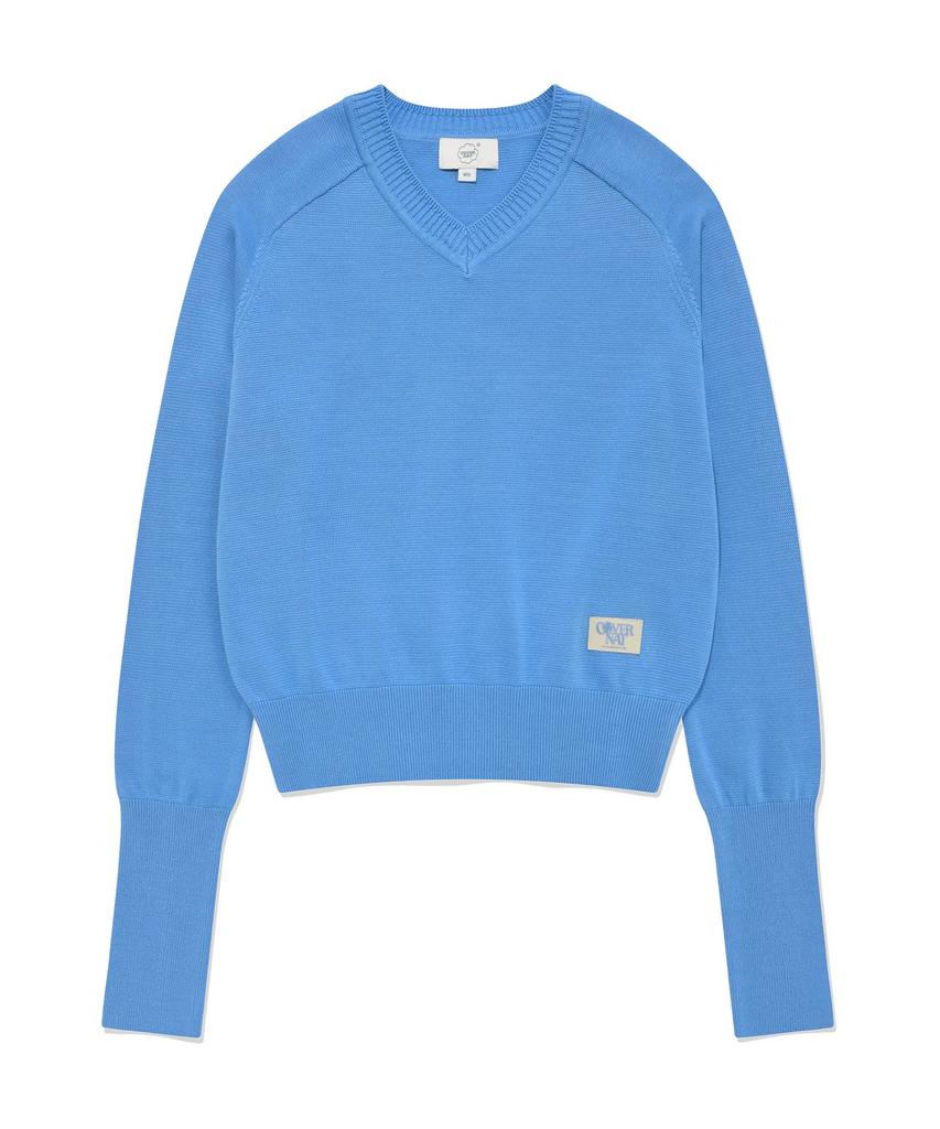COVERNAT WOMAN Basic V-Neck Knit Light Blue