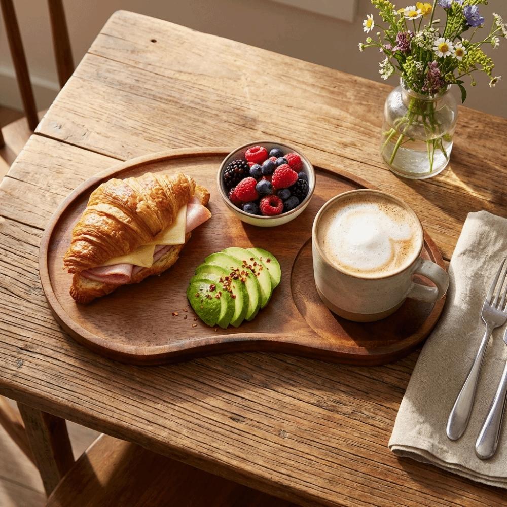 Wooden Fruit Platter with Coaster Food Dish Serving Ware Solid Wood Plate Hotel