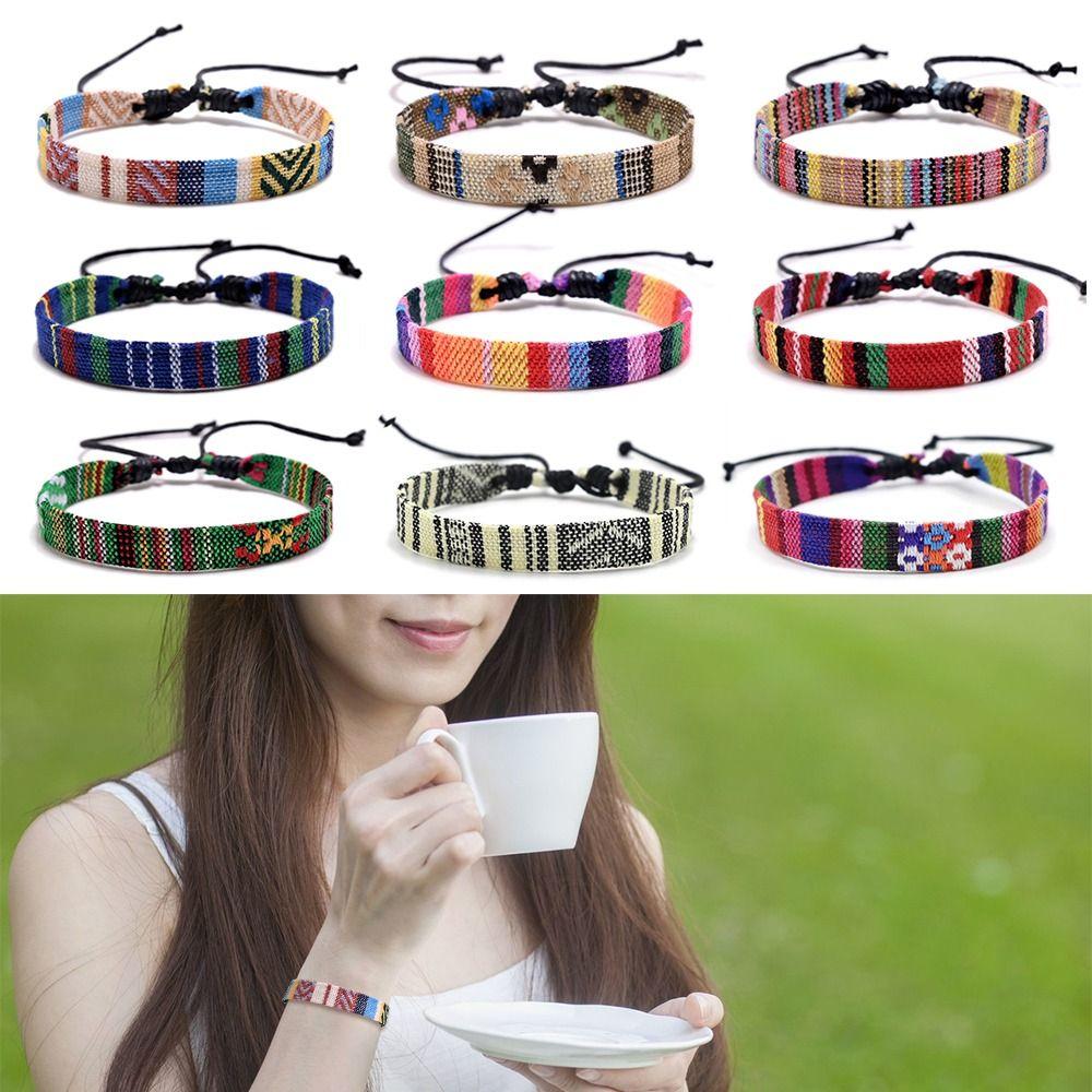 Multicolor Fabric Art Bracelet Ethnic Style Braid Bracelets Fashion Weave Bracelets  Unisex