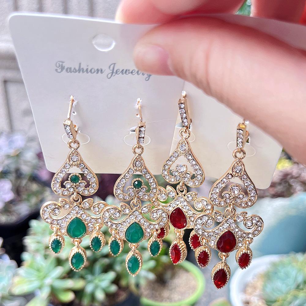 Серьги с подвесками золотого цвета в стиле сердца для женщин, свадебные украшения, серьги с кристаллами