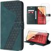Case for Xiaomi Redmi Note 13 Pro 4G (not for 5G) + 2 Tempered Glasses, Night Green PU Leather Folio Case