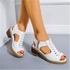 2024 Summer New Women's Shoes Korean Version Thick Heel Sandals Side Zipper Casual Wedge Heel Solid Color Thick Heel Large Size Sandals Women