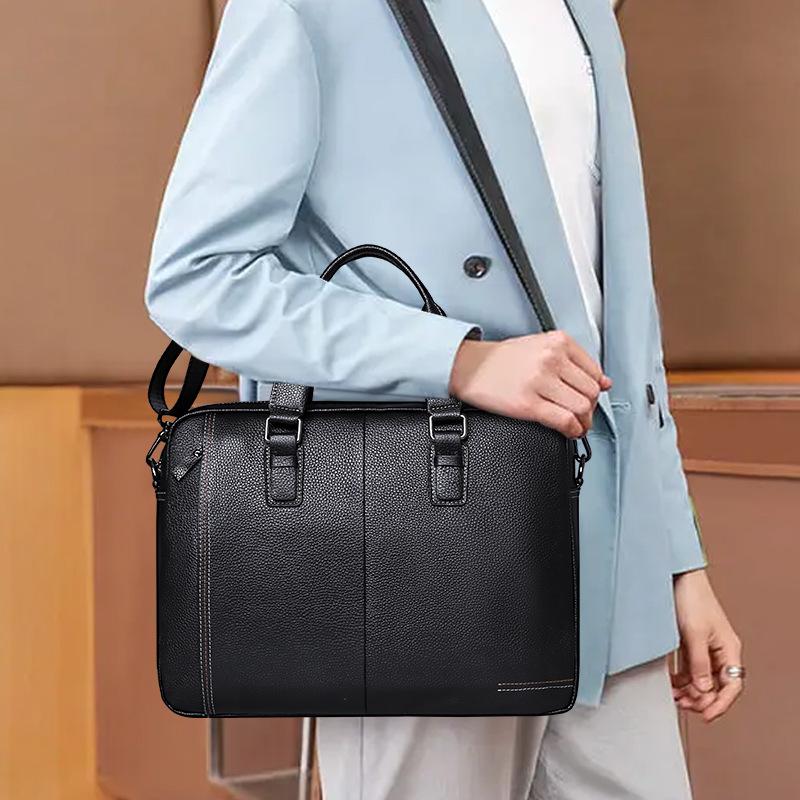 Genuine Leather Men's Casual Large Capacity Men's Tote Top Layer Cowhide Business Briefcase Fashion Crossbody Bag Trend