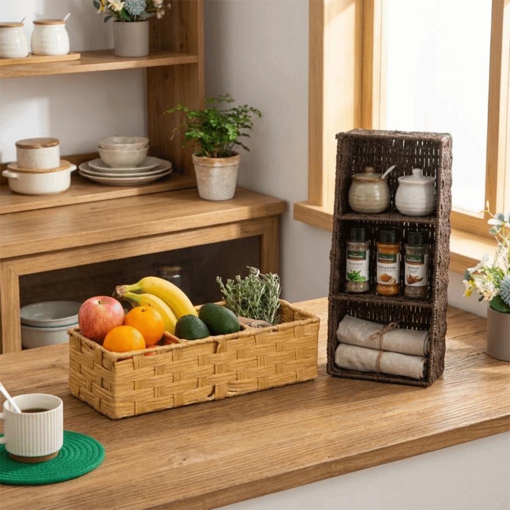Large Capacity Storage Box Multi-Purpose Desktop Organizer Woven Storage Basket Desktop