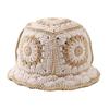Fleece thread Flower Sun Hat Hollow Bucket Hat Casual Knitted Fisherman Hat  Student