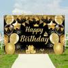 Celebrate Happy Birthday Photography Backdrop Black Gold Poster Photo Props  School Studio