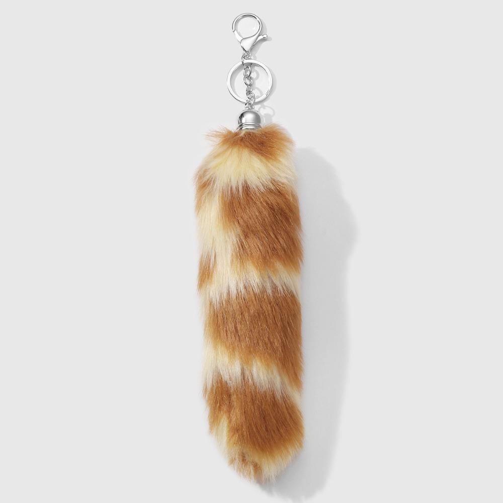 Car Keychain Long Hair Fur Tails Pendant Ornament Fluffy Plush Tail Keyring Cute Retro Bag Charms Women Ladies