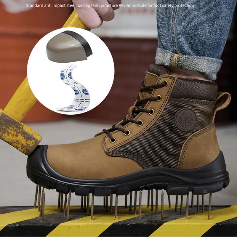Genuine leather Safety boot for engineers Men Work Boots Steel toe shoes Puncture-Proof Security Indestructible shoes Quality