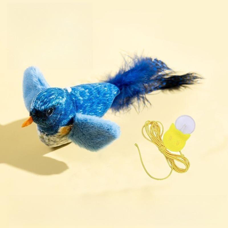 Sounding Catnip Cat Teaser Toy Self-hilarity Wall Hanging Birds Cat Toy Indoor Interactive Birds Toy for Cat Chasing Teasing Toy