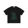 Black T Shirt Peace on Earth Christmas Tree Design Holiday Season Wear