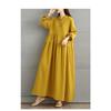 DIMANAF Women Plus Size Autumn Long Dress Loose Vintage Casual Oversize Long Sleeve Maxi Vintage Dress 2025