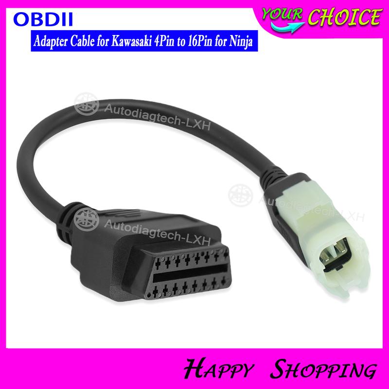 OBD2 for Kawasaki 4pin Cable to 16Pin OBD2 Motorcycle Diagnostic Adapter Connector Cable for Z250 Z650 Z900 ER6N EX650F Ninja400