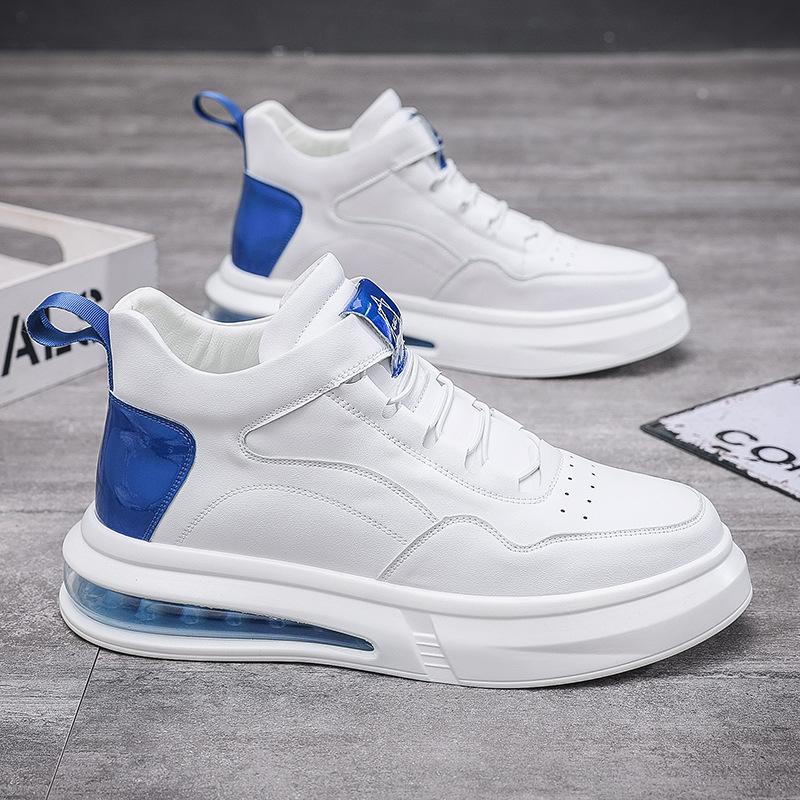 Осенне-зимняя обувь с высоким берцем для мужчин, повседневная обувь с воздушной подушкой, мягкая подошва, белые туфли, модная обувь, источник, место для источника