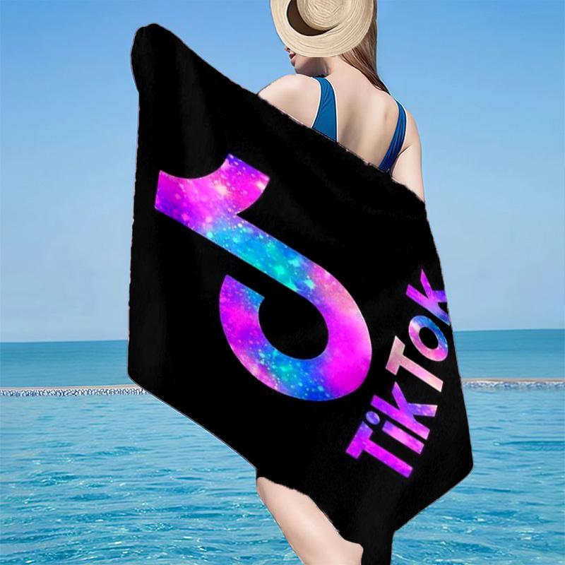 Tiktok Logo Design Microfiber Beach Towel, Lightweight And Quick-Dry, for Summer Travel, Beach Essential, Swimming Pool