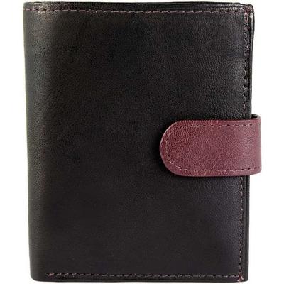 Portefeuille - MP0022 - Cuir Véritable Mouton - Format Vertical 11×9 Cm - Noir & Bordeaux