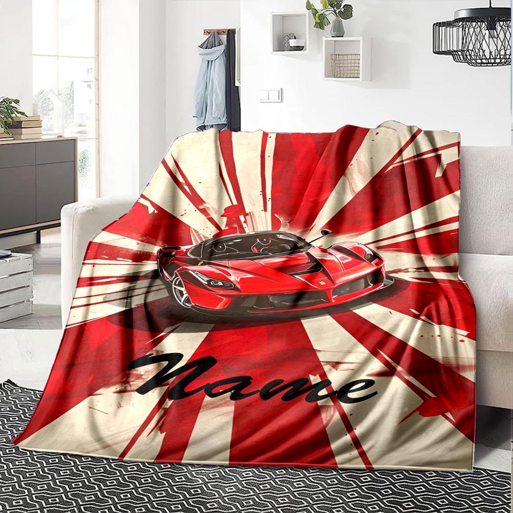 Custom Name Racing Theme Printed Blanket - Perfect for Couch, Bed, Travel & Outdoor Use | Machine Washable, Cozy & Durable.