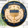 Hanukkah Festival Wooden Sign - Happy Hanukkah Round Ornament for Front Door, Wall Hanging Decor - Ideal Hanukkah Decor