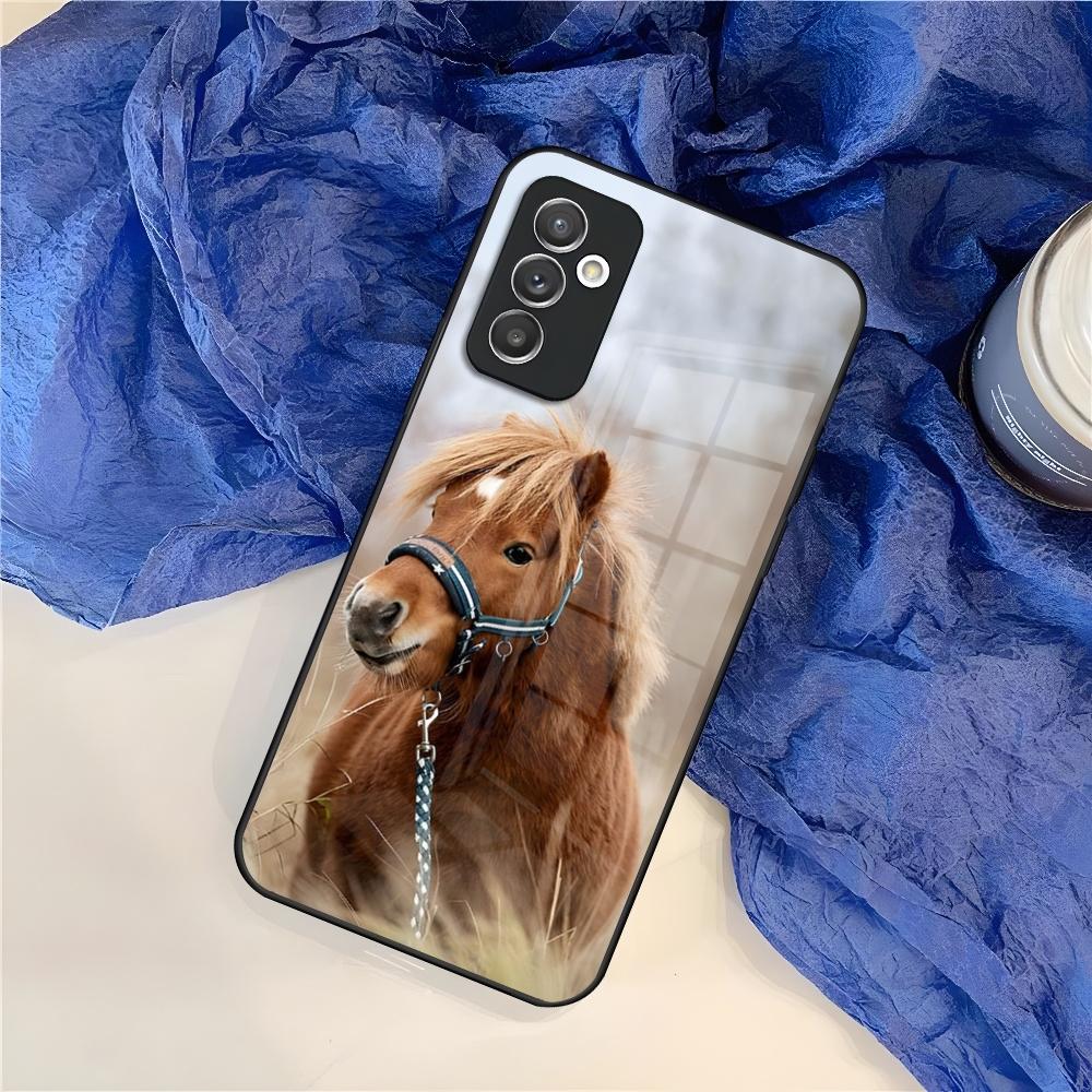 Чехол для телефона с изображением животного Лошадь для Samsung S24 S30 S21 S23 S20 S22 Fe S10 E S9 Note 20 10 Pro Ultra Plus стеклянная Крышка