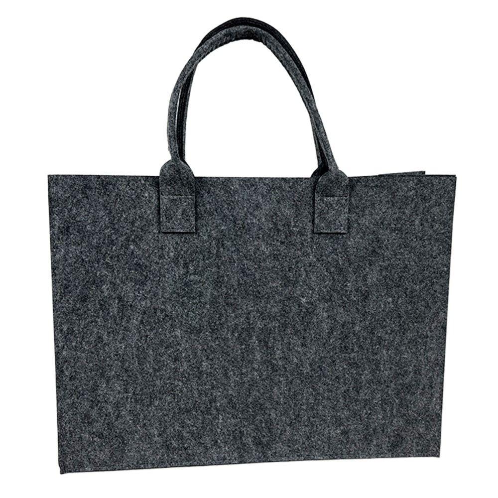 Casual Felt Shoulder Bag Large Capacity Solid Color Tote Bag Shopping Bag Woman Girls