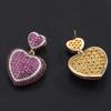 Украшения Слегка Инкрустированные Сердцевидные Большие Серьги, Золотое Черное Золото И Белое Золото Трехцветное Гальваническое Покрытие Темпераментные Трендовые Серьги