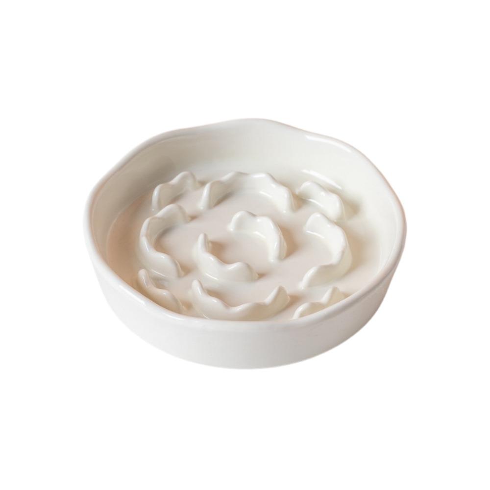 Anti Tipping Cat Slow Feeder Bowl Ceramic Dog Food Water Container for Kitten/Puppy/Bunny