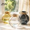 Artistic Home Decor Vase Clear Round Resin Vase, Transparent Sphere Flower Pot with Jute Modern Minimalist Hydroponic Bow, Plastic Planter for Plants,