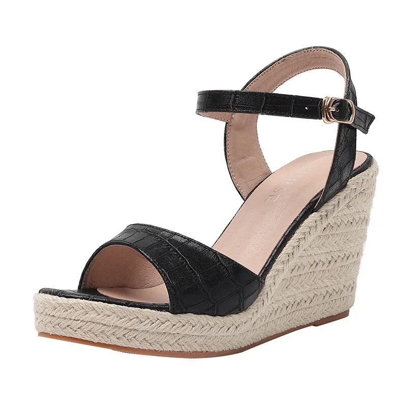 2024 Летние туфли на платформе, женские босоножки на высоком каблуке, открытый носок, элегантные женские туфли для вечеринок, модные женские босоножки на танкетке A4267