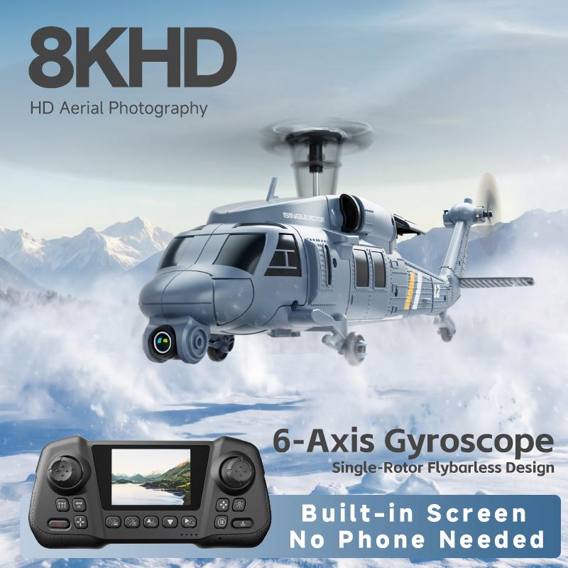 2026 L2 Радиоуправляемый вертолет 6-осевой гироскоп 8k HD-камера с ЖК-экраном Удержание высоты Оптический поток Вертолет с дистанционным управлением Rc Игрушки для детей Взрослых Подарки