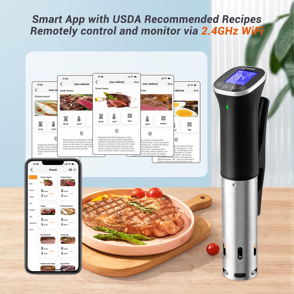 INKBIRD ISV-300W WiFi Су-вид машина 220В EU вилка IPX7 Водонепроницаемый Су-вид кукер Удаленное управление через приложение с рецептами и будильниками