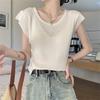 Hollow Out Short Sleeved Knitted Sweater for Women In Summer Slimming Down with Round Neck Camisole T-shirt Ice Silk Top