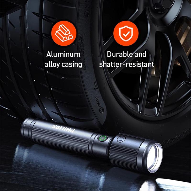 Philips Фонарик с зумом - высокая яркость для освещения на большом расстоянии. Регулируемая яркость, бесступенчатое затемнение