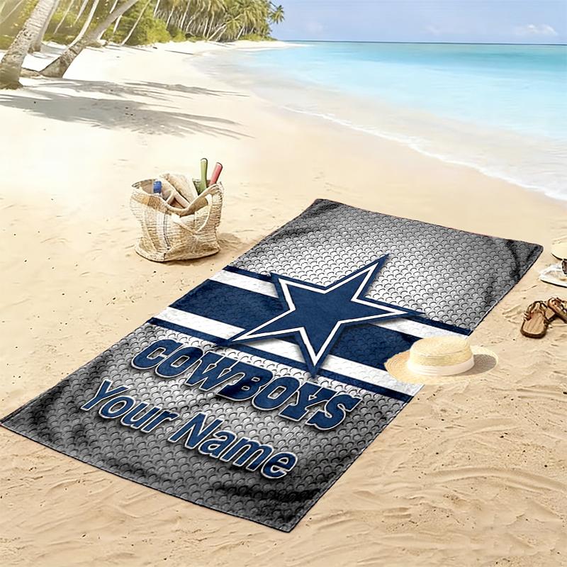Custom NameCowboys Star Beach Towel Soft Microfiber Summer Towel Quick Dry Absorbent Towel for Beach Swimming Pool Travel