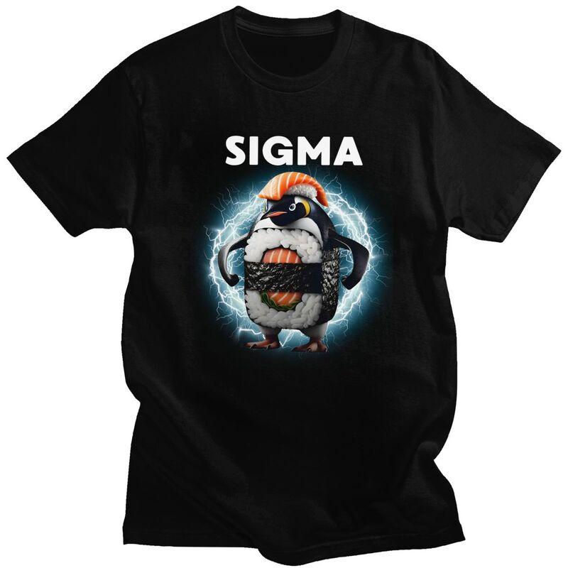 Sigma Italian Brainrot Meme Penguin Sushi T Shirt for Men Tshirt Fashion Short Sleeve Tee Shirt Slim Fit Clothing Gift