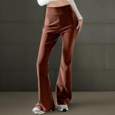 New Arrivals Open Run Women High Waist Stretch Bootcut Slim Fit Brown Pants