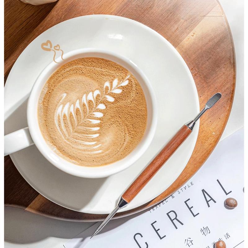 1 Ручка для латте-арта Redwood Coffee, Иглы из нержавеющей стали, Кухонные инструменты, Кофейные аксессуары, Деревянная ручка