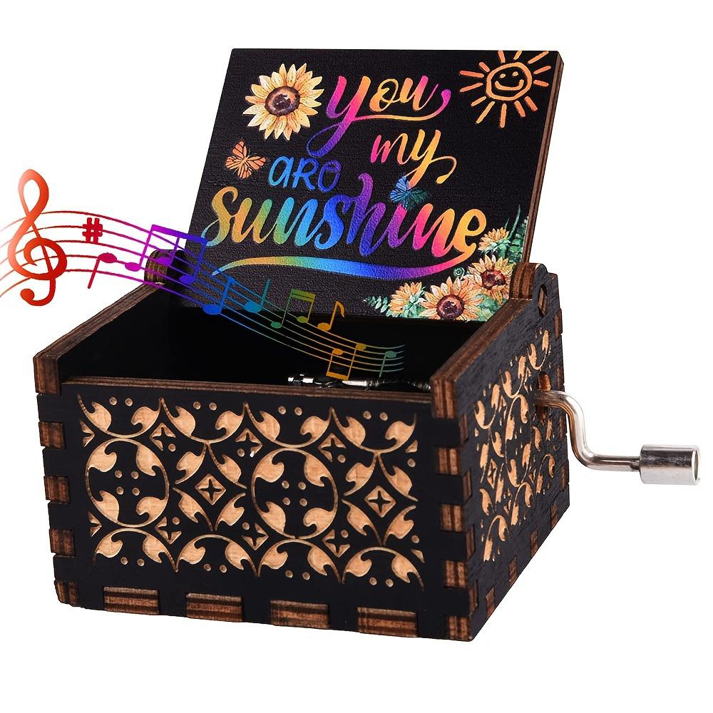 1pc Music Box, You Are My Sunshine Vintage Engraved Wood Music Box, Musical Box Gift For Daughter/Wife/Mother/Friends, Mechanism