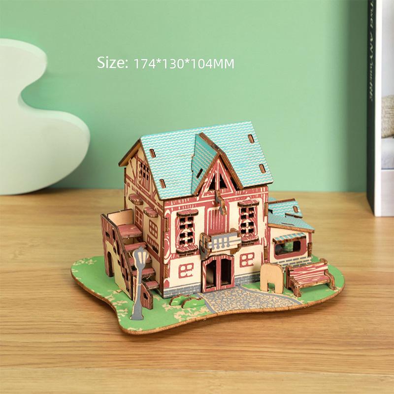Лазерная резка Сделай сам Дома Виллы Здание 3D Деревянный пазл Игрушка Сборная модель Наборы Украшение стола Для детского подарка