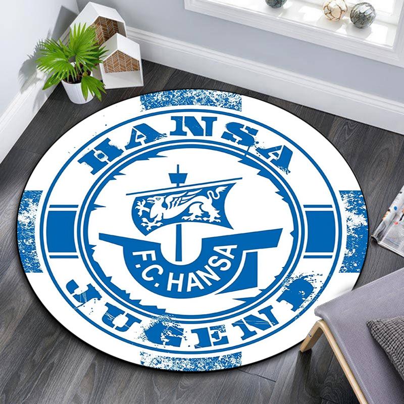 Круглый ковер FC Hansa Rostock, Ковер для гостиной, спальни, дивана, игровой комнаты, Декор, Нескользящий коврик для пола