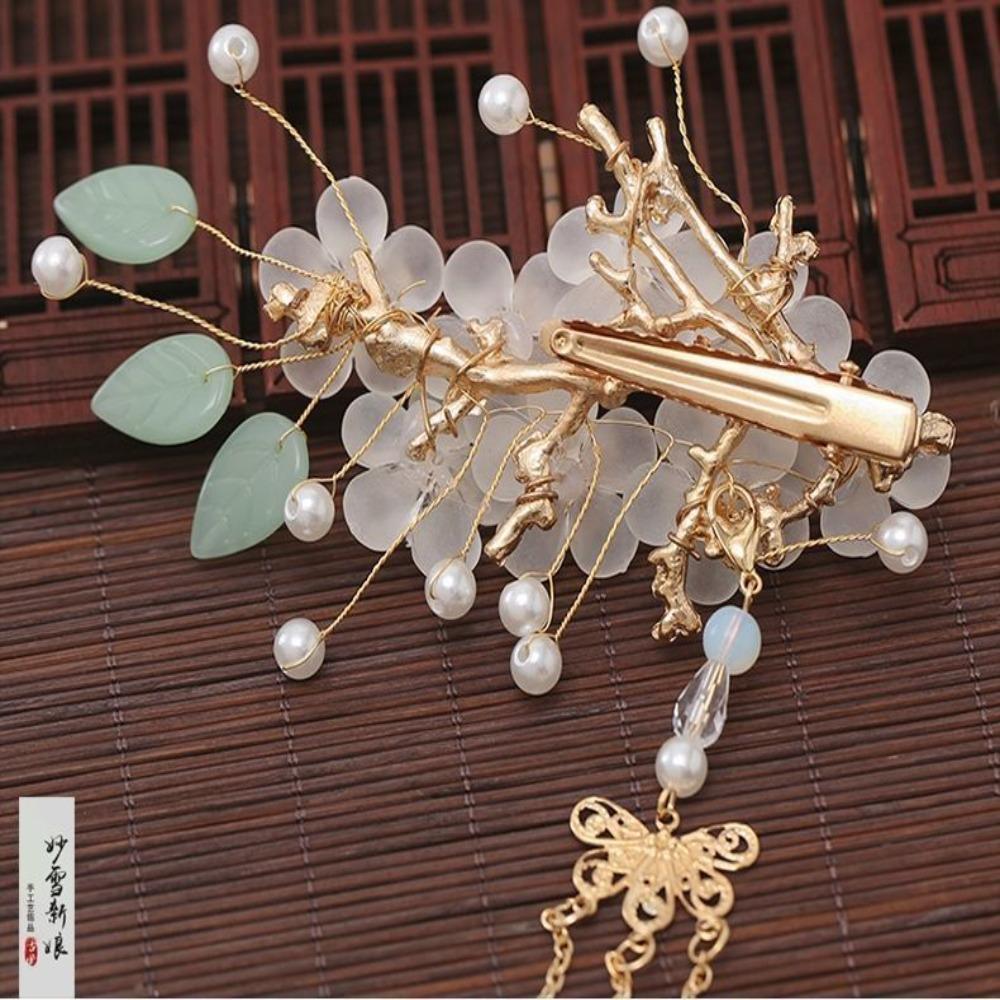 Flower Hanfu Hair Stick Pearls Butterfly Hair Comb Chinese Style Hairpin Set Wedding Photos