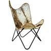 Handmade Cowhide Leather Butterfly Chair Sleeper Seat Relax Arm Chair Folding