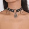 Punk Rock Fan Necklace Gothic Leather Hip Hop Snake Studded Binding Collar Collar Choke Chain