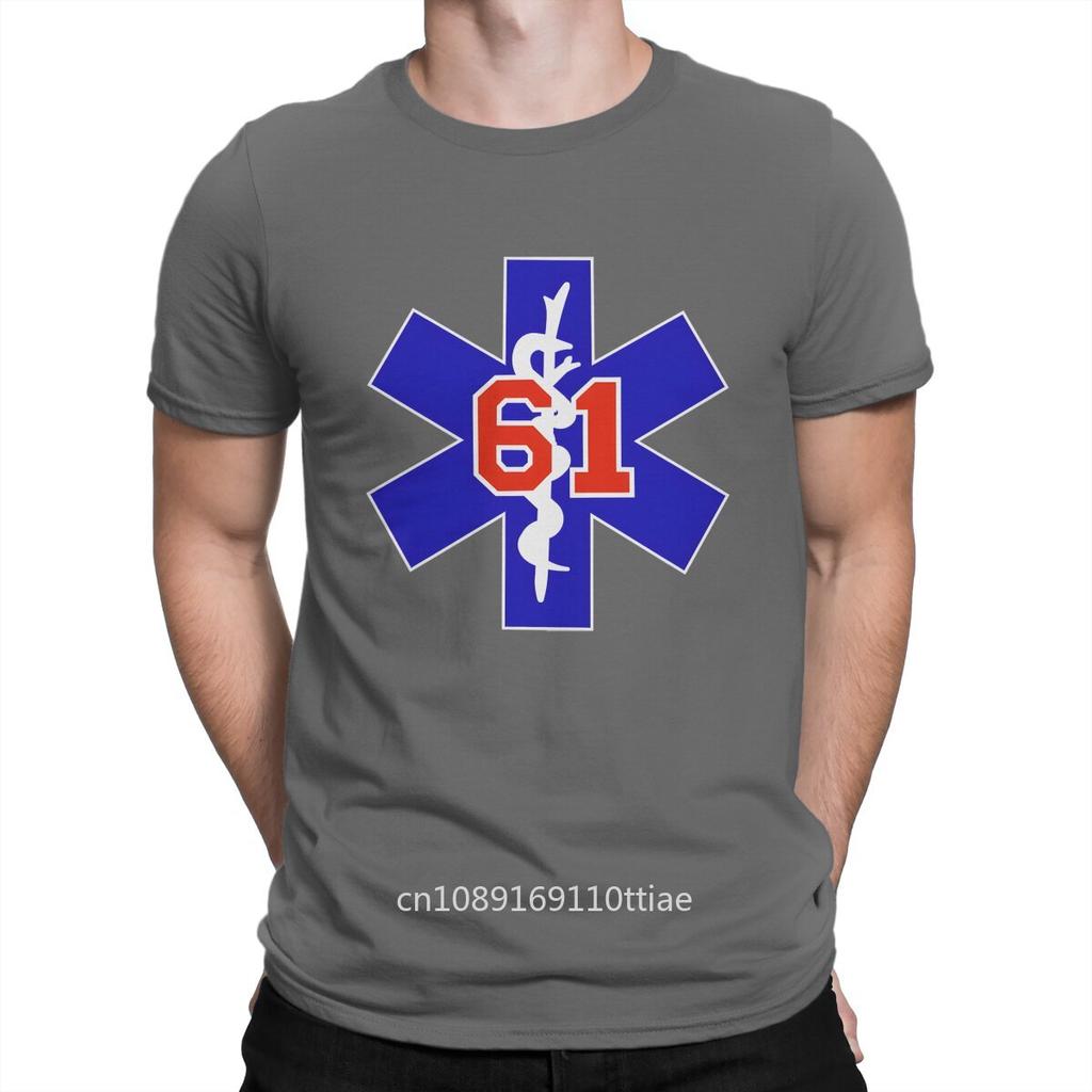 Men AMBULANCE 61 T Shirts Chicago Fire 100% Cotton Clothes Hipster Short Sleeve Crew Neck Tee Shirt Party T-Shirt