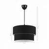 North Home Dark Black Fabric Two-Tier Cake Chandelier Bedroom Living Room Pendant Lamp