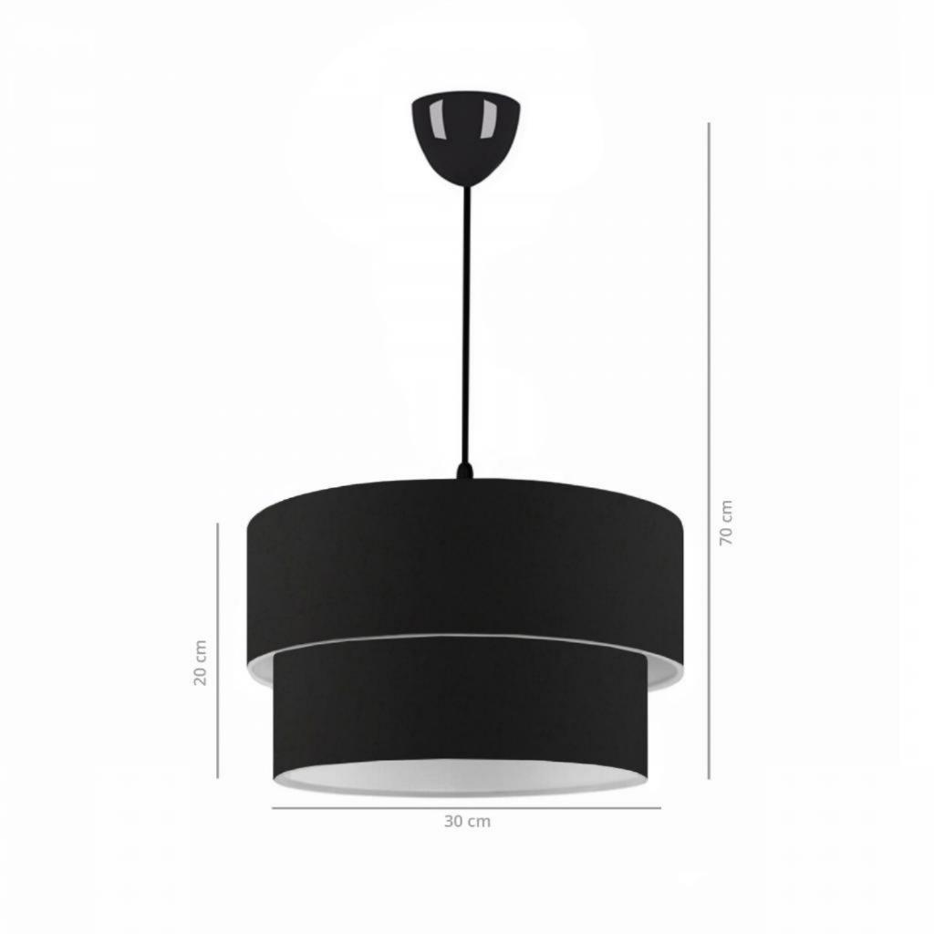 North Home Dark Black Fabric Two-Tier Cake Chandelier Bedroom Living Room Pendant Lamp