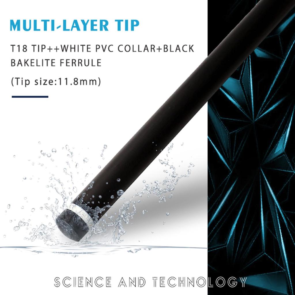 KHEALING 2 шт. карбоновый наконечник для кия для пула, бильярдный карбоновый волокнистый бильярдный инвентарь, соединение, ручная работа, прямой, подходит для девяти шаров, карбоновый стержень 58 дюймов, 19-20 унций