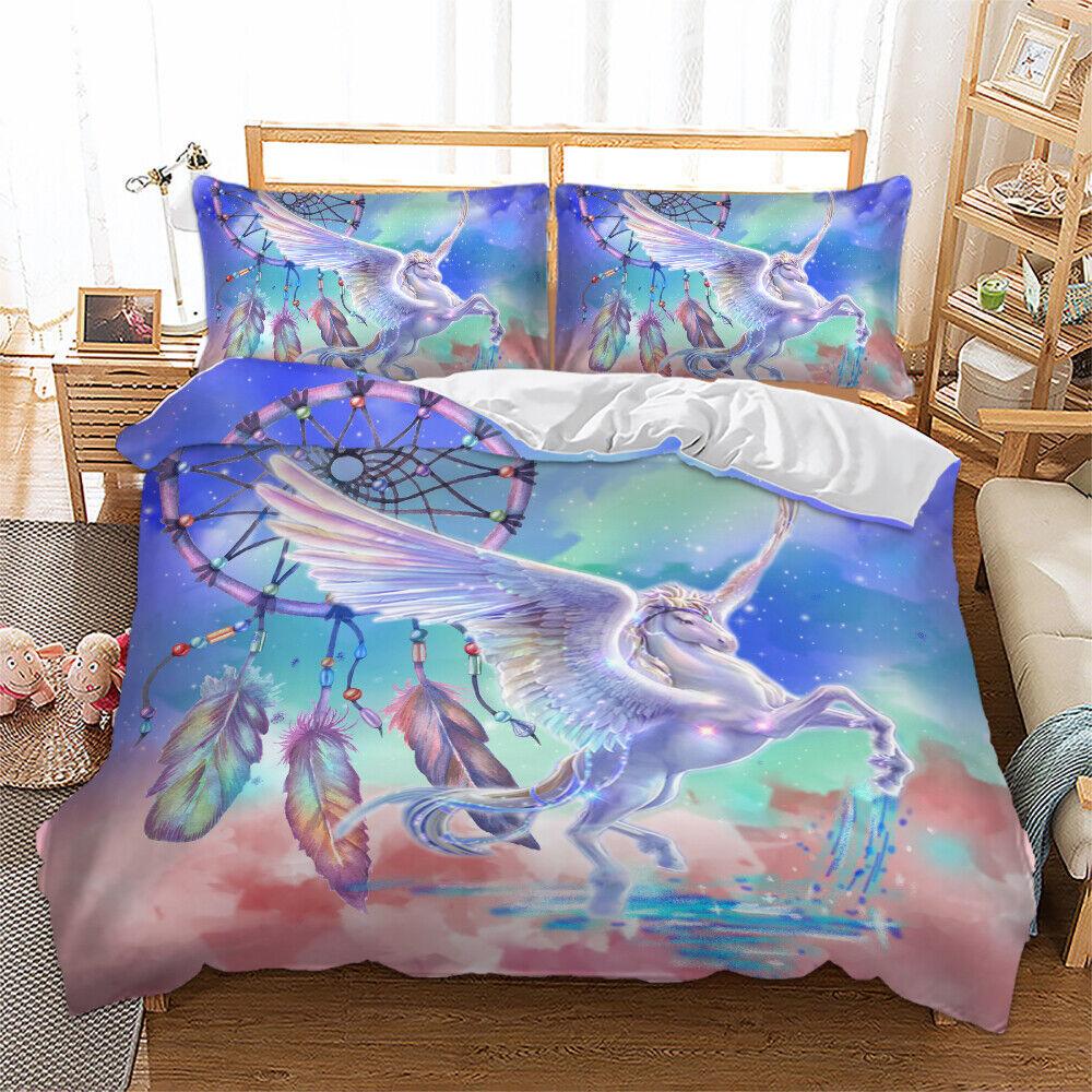 Мягкий пододеяльник Doona с милым единорогом, комплект одинарного двойного постельного белья размера «queen-size»